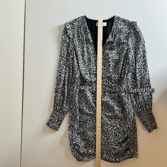 L'Academie Joyce Belted Mini Cocktail Dress Black White Abstract Cheetah Size S - Picture 13 of 16